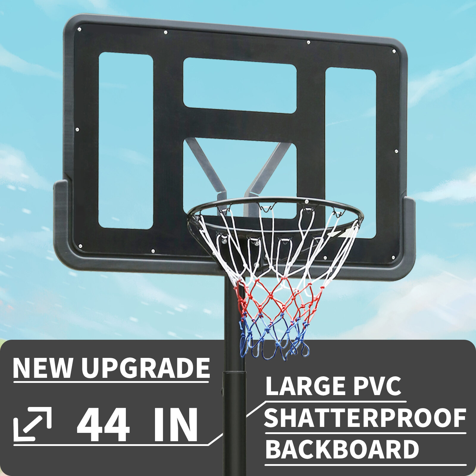 Basketball Hoop Portable Basketball Hoop Height Adjustable basketball hoop stand 6.5ft - 10ft with 44 Inch Backboard and Wheels for Adults Teens Outdoor Indoor,Basketball Goal