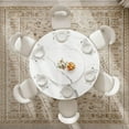 thumbnail image 4 of Modern Round Dining Table for 6, Circle Dining Room Table Built in Lazy Susan, 60" Sintered Stone White Dining Table Top with Carbon Steel Pedestal for Dining Room (Table Only), 4 of 6