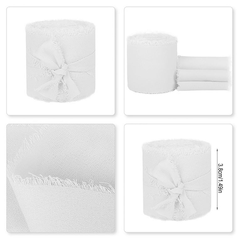 Chiffon Silk Ribbon, 1.5 x 5 Yd Boho Fringe Fabric Ribbon for Wedding  Invitations, Bridal Bouquets, Decorations, Gifts Wrapping & Bow Making