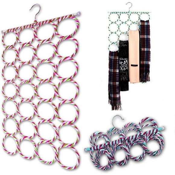 Scarf holder with rings, belt holder, tie holder, foldable scarf holder for scarf, belt