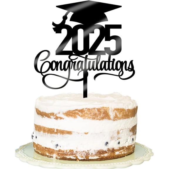 Acrylic black 2025 Congratulations Graduation Cake Topper,Congrats Grad Cake Decor - 2025 High School/College/Senior Graduation Party Decorations Supplies (2025Congratulations Acrylic black)