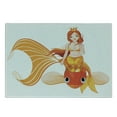 thumbnail image 3 of Underwater Cutting Board, Cartoon Mermaid Riding on Goldfish Swimming Animals Happy, Decorative Tempered Glass Cutting and Serving Board, Small Size, Orange Marigold White, by Ambesonne, 3 of 5