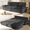 Dark Grey, variant on 73.2" Futon Sofa Bed Queen Size, Pull Out Bed, 3-in-1 Convertible Sleeper Sofa with Cushion Armrest, Modern Corduroy Futon Couch for Living Room, Small Space, Apartment, Bedroom, Blue