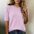 thumbnail image 2 of Landzoo T Shirt For Women Solid Color Short Sleeve Crew Neck Shirt Summer Cozy Soft Women Tees Size XL Light Purple, 2 of 4