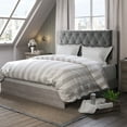 thumbnail image 4 of ClickDecor Kenton Contemporary Wood Veneer Tufted Platform Bed, Queen, Light Gray, 4 of 9