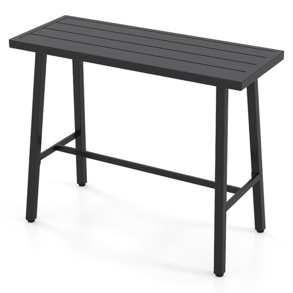 Biotree Outdoor Bar Table 36 Inch Metal Patio Counter Height Bar Table with Adjustable Foot Pads for Garden Deck and Backyard as a Sturdy High Top Pub Gathering Table, Black