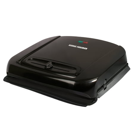 George Foreman 6-Serving Removable Ceramic Plate Electric Indoor Grill and Panini Press with Adjustable Temperature, Black, GRP1001BP
