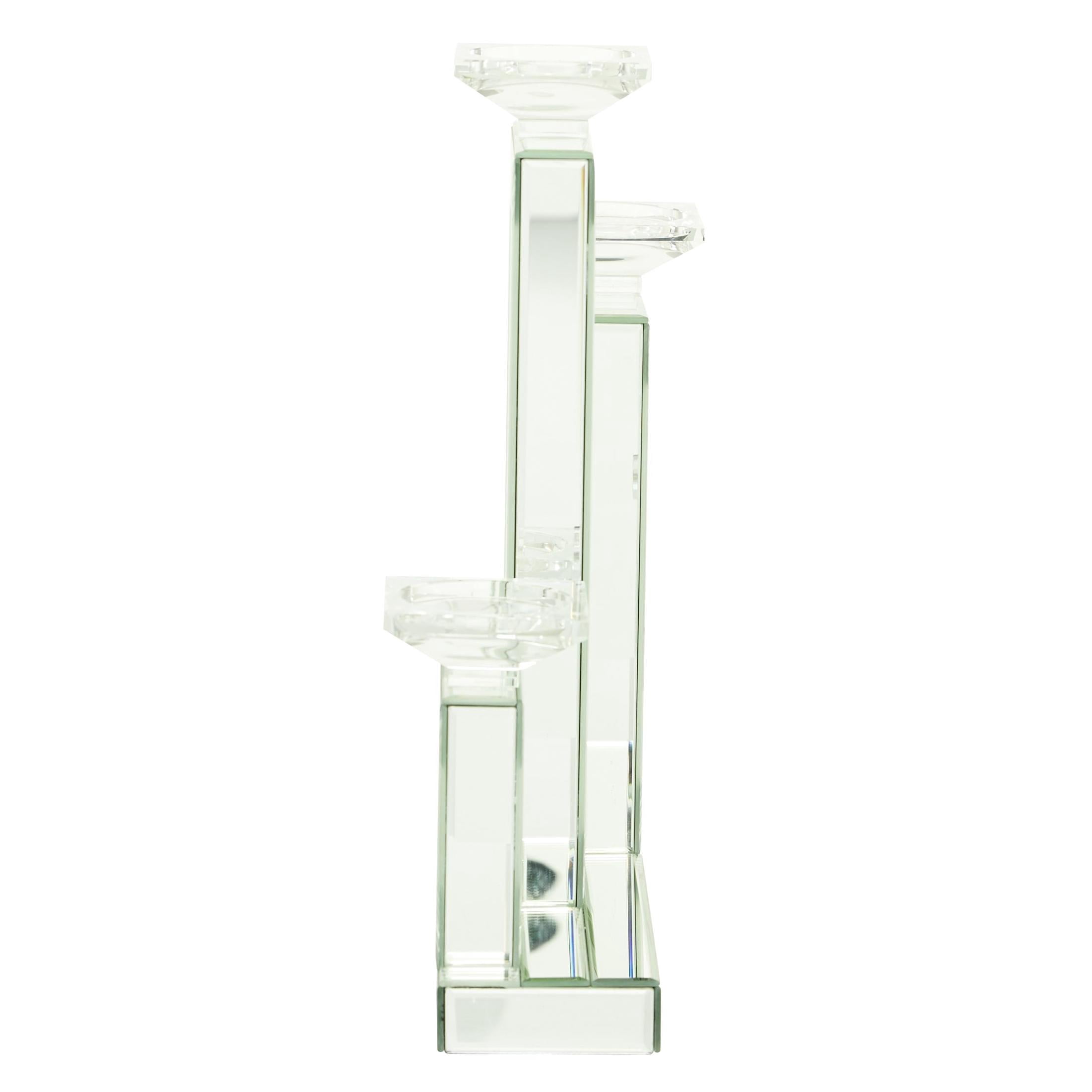 DecMode 3 Holder Silver Wood Candelabra
