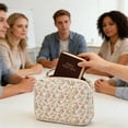 thumbnail image 2 of Bible Cover Case for Women with Handle, Quilted Church Bag with Zippered Pocket and Bible Study Supplies Kit, Floral Design for Organized Scripture Carry, 2 of 10