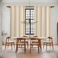 thumbnail image 2 of Brown Stripe Kitchen Curtains, Modern Farmhouse Texture Geometric Light Filtering Window Curtain Panels, 2Pcs Rod Pocket Window Treatments Set for Living Room Bathroom Bedroom 52x72 Inches, 2 of 9