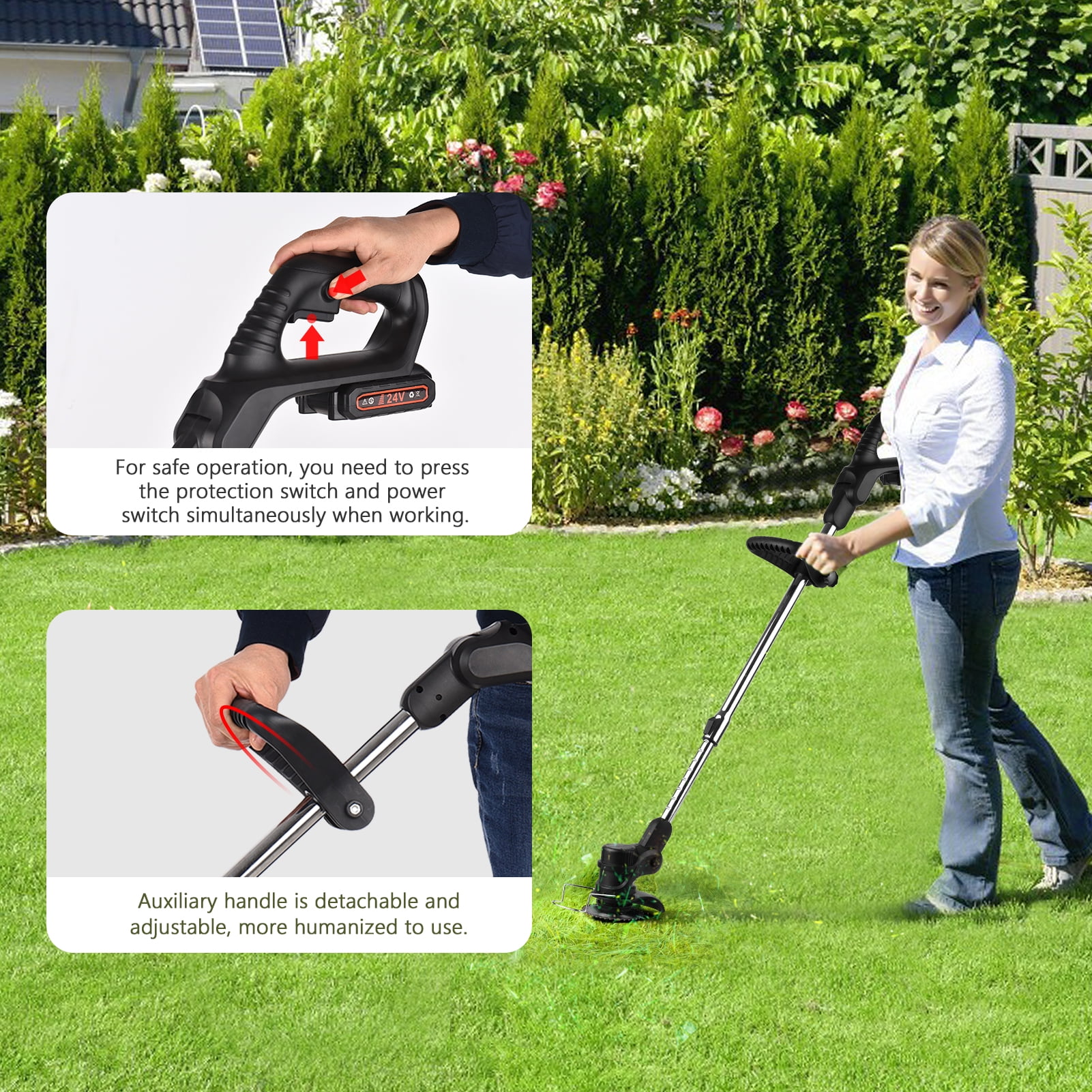 Image of Electric garden edger with detachable blade for easy storage