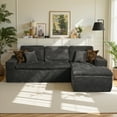thumbnail image 3 of Vcatnet 105" Modular Sectional Sofa Couch L Shaped Corduroy Cloud Couch Modern Minimalist Couch with Chaise and Deep Seat for Living Room, Gray, 3 of 10
