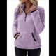 thumbnail image 1 of Sudadera Informal de con Cremallera de un Cuarto para Mujer, Larga, Ligera, Suave y Afelpada, con Bolsillos. Púrpura XL, 1 of 8