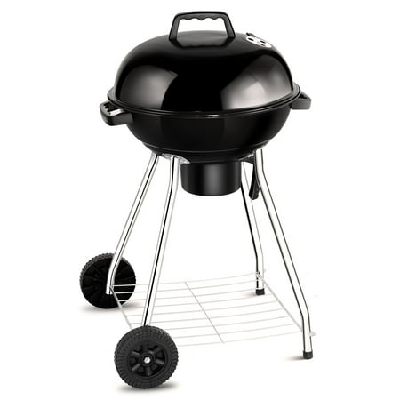 Gymax 18.5-Inch Kettle Charcoal Grill BBQ Outdoor Backyard Cooking with Wheels