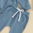 thumbnail image 4 of Boys Fall Clothes Set Long Sleeve Pullover T-Shirt & Jogger Pants Casual Outfits 6-12 Months 12-24 Months 2T 3T 4T 5T 6T 7T 8T 9T Children(Blue,2-3 Years), 4 of 7