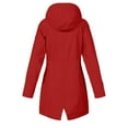 thumbnail image 4 of XPMWRP Women's Outdoor Hooded Coats Waterproof Solid Color Rain Jackets Lightweight Zip Up Windbreaker Long Sleeve Coat with Pockets Red M, 4 of 5
