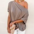 thumbnail image 2 of Mittory Womens Off The Shoulder Flowy Tops Casual Batwing Sleeves Blouses Loose Chiffon Shirts, 2 of 5