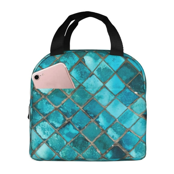Disketp Square Glass Mosaic Bolsa Térmica para Almuerzo para Hombre y Mujer, Ideal para Trabajo, Senderismo y Picnic