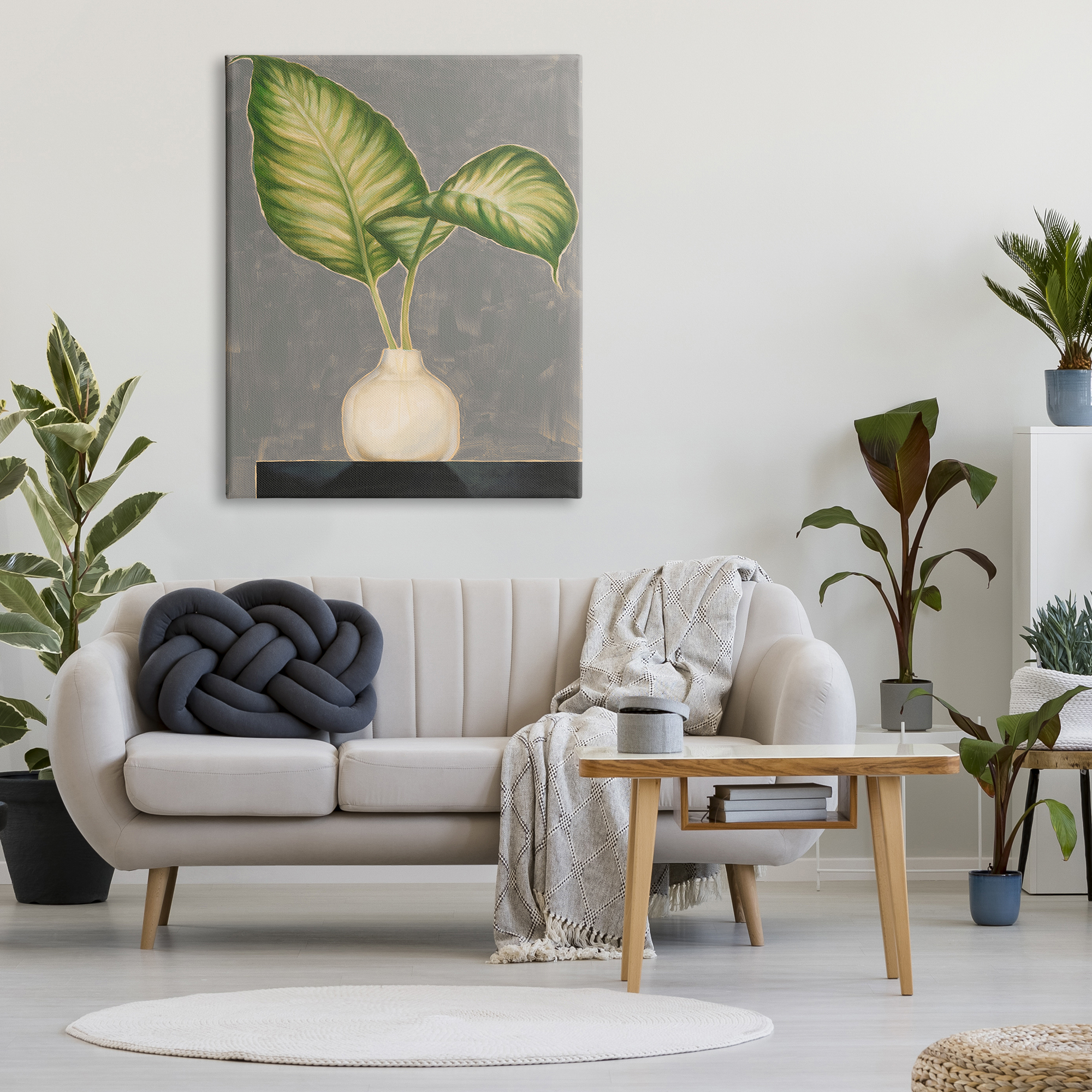 Stupell Industries Bending Tropical Plant Leaves White Jar Contemporary Painting, 36 x 48, Design by Jennifer GoldbergerÃÂ&nbsp;