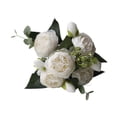 thumbnail image 2 of Ramo de novia artificial de rosas de seda con tallo largo y romántico. Blanco, 2 of 9