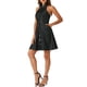 thumbnail image 4 of Vestido de mezclilla para mujer INSPIRE CHIC, con cuello halter, sin espalda, con botones, color negro, talla S, 4 of 6