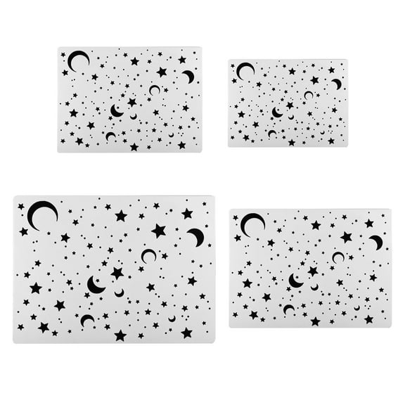 Star Moon Painting Stencils, 4 Pack Paint Stencils Reusable Painting Template Stencil for Drawing, White