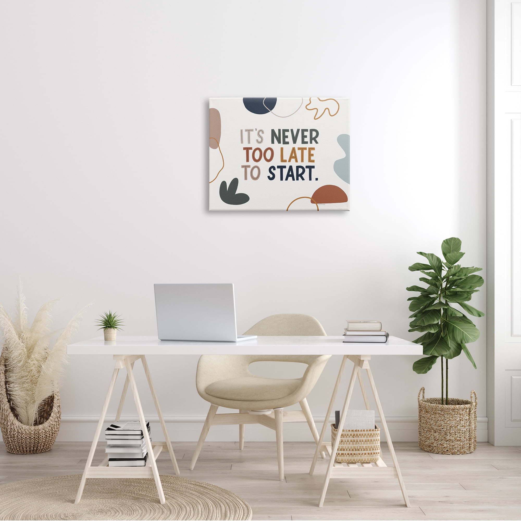 Stupell Industries Never too Late to Start Motivational Phrase Abstract, 30 x 24,Design by Lady Louise Designs