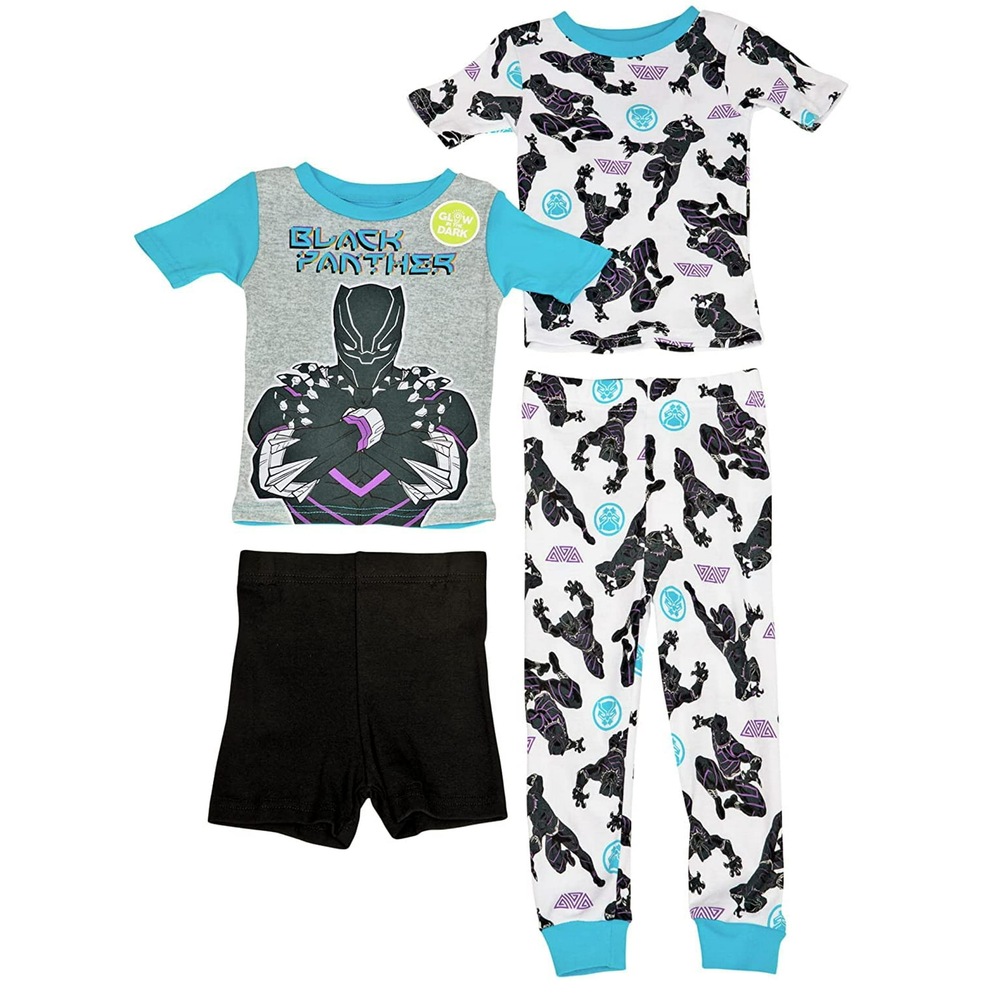 Marvel Boys Black Panther Snug Fit Cotton Pajamas Wakanda Forever Size 8 Other