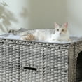 thumbnail image 6 of PEQULTI Rattan Cat Litter Box Enclosure Pet House with Taller Doorway for Large Cats Indoor Gray, 6 of 17