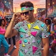 thumbnail image 4 of Alaiyaky 6 Pcs Mens 80s 90s Outfits Hip Hop Costumes Accessories Colorful T Shirt Set for Rock Disco Party, 4 of 7