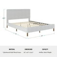 thumbnail image 6 of Martha Stewart Britta Queen Upholstered Platform Bed with Rounded Headboard, Piped Detailing and Cushioned Siderails, Wood Slat Bottom, No Box Spring Needed, Gray, 6 of 11