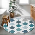 thumbnail image 3 of Bohemia Round Area Rug 3Ft Washable Small Circle Rugs for Kitchen Entryway, Vintage Moroccan Geometric Pattern Blue Green Gray Non-Slip Carpet Floor Mats Indoor Outdoor Carpet Runner Home Decor, 3 of 8