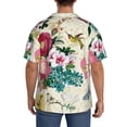 thumbnail image 7 of PAYOHTO Bird Butterfly Rose Beige Mens Hawaiian Casual Short-sleeved Shirt Tropical Summer Beach Button Down Shirts, 7 of 7