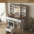 thumbnail image 5 of Makeup Vanity Desk with Sliding Mirror and Lights Multilayer Storage Shelves, Big Storage Cabinet Big Vanity Set for Bedroom (42.1 * 15.7 * 53.9), 5 of 15