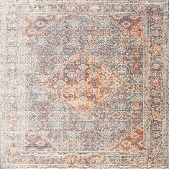 Ahgly Company Indoor Square Traditional Desert Sand Beige Persian Area Rugs, 7' Square