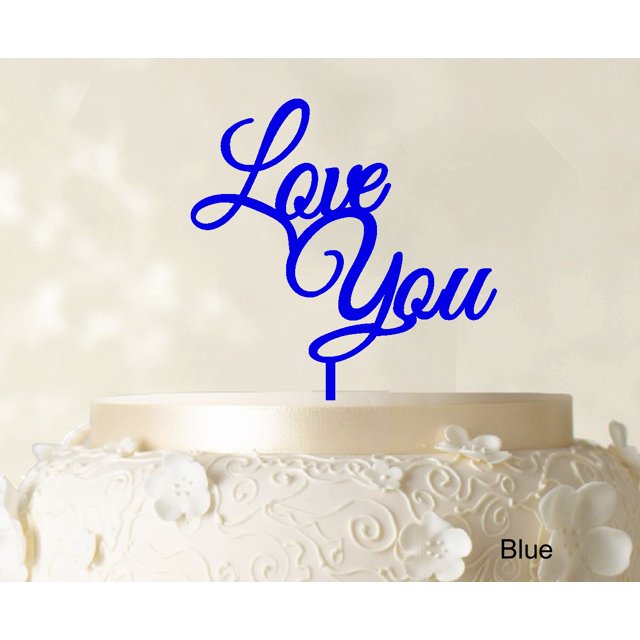 Love You Wedding Cake Topper Blue Cake Topper Color Option Available 6-7 Inches Wide