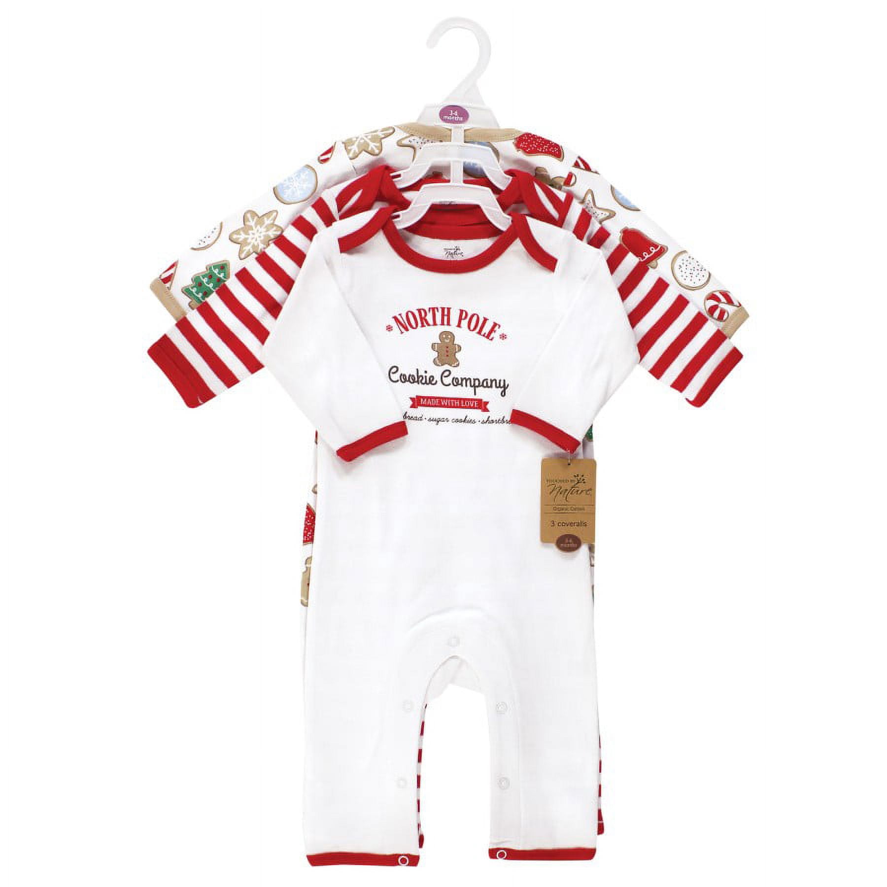 Touched by Nature Unisex Baby Organic Cotton Coveralls, Christmas Cookies, 6-9 Months