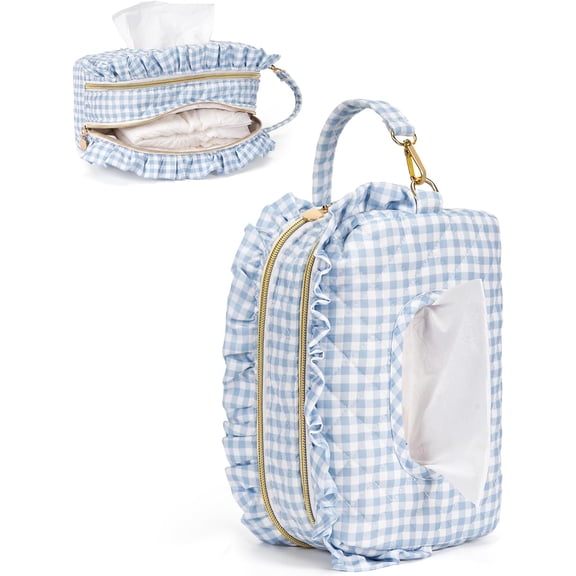 Double-Layer Wipe Holder Quilted Wipes Bag Small Hanging Diaper Bag Portable Wipe Pouch for Stroller, Home, Travel