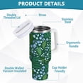 thumbnail image 2 of Yayeee 40oz Stainless Steel Tumbler with Straw and Handle Double-Wall Insulated Travel Water Bottle, Blue Flowers Pattern, 2 of 8