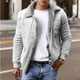 thumbnail image 2 of IROINNID Men's Plush Turndown Lapel Long Sleeve Solid Color Casual Autumn And Winter Plus Size Frosted Velvet Plain Composite Jacket Thick Warm Jacket, 2 of 8