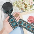thumbnail image 3 of 1Rolls 7.7 Yard 2" Embroidered Jacquard Ribbon Vintage Embroidered Ribbon Floral Woven Trim Fringe Fabric Bias Tape for Embellishment Craft DIY Clothing Accessories Decorations Teal, 3 of 7