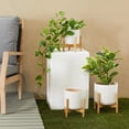 thumbnail image 2 of DecMode 12", 11", 9"H White Ceramic Planter with Removable Wood Stand (3 Count), 2 of 9