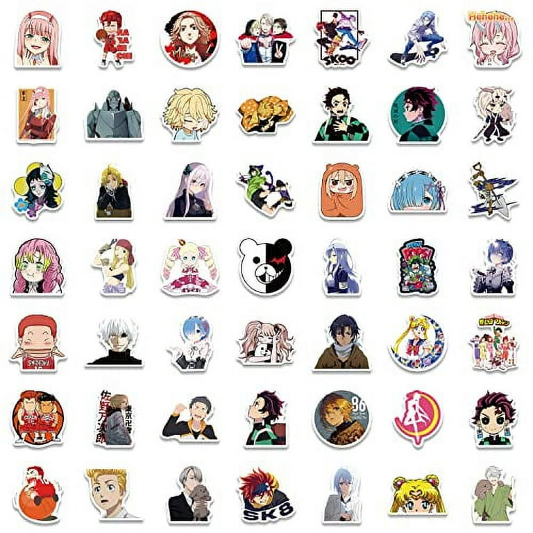 200PCS Anime Stickers Mixed Pack,Trendy Various Manga Stickers Vinyl Decals  for Hydroflask Water Bottles Book MacBook Laptop Phone Case