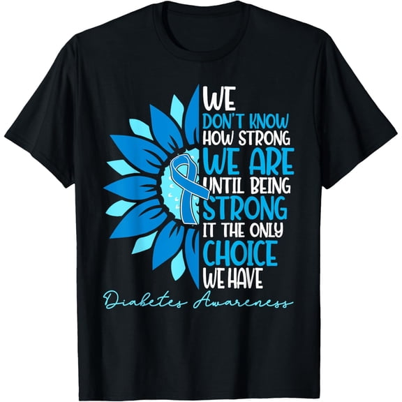 Sunflower Ribbon Blue Support Squad Diabetes Awareness T1D T-ShirtMen and women, Black T-shirt, size: Extra large S-4XL