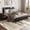 As Shown, variant on EastVita Full Black Upholstered Bed Frame with Charging Station Faux Leather Platform Bed with Headboard Footboard Storage Headboard with USB Ports Outlets