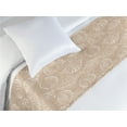 thumbnail image 3 of Coastal Bed Runner, Summer Vibe Outline Seashells Pattern on Sandy Like Background Nautical Print, Decorative Accent Bedding Scarf for Hotels Homes & Guest Rooms, Twin, Tan and White, by Ambesonne, 3 of 3