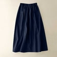 thumbnail image 4 of Ashirexll Long Flowy Skirts for Women, Casual Loose High Waisted Mid Length Pleated Split Button Pocket Skirt Blue A M, 4 of 7