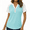Multicolor3, variant on Women's Casual Henley Shirt Short Sleeve Color Block Button Up V-Neck Tee Tops for Summer