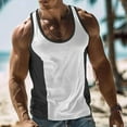 thumbnail image 2 of YLSDY Fashion Men's Sleeveless Undershirt Moisture-Wicking Tank Hawaiian Tropical Color Block Beach Tank Top Summer Fitness Bodybuilding T Shirt White XL, 2 of 5