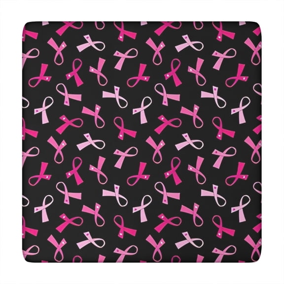 Breast Cancer Square Fitted Tablecloth with Elastic Edge,Square Table Cover,Washable Elastic Table Cover for Home Kitchen Party Decor 34"x34"